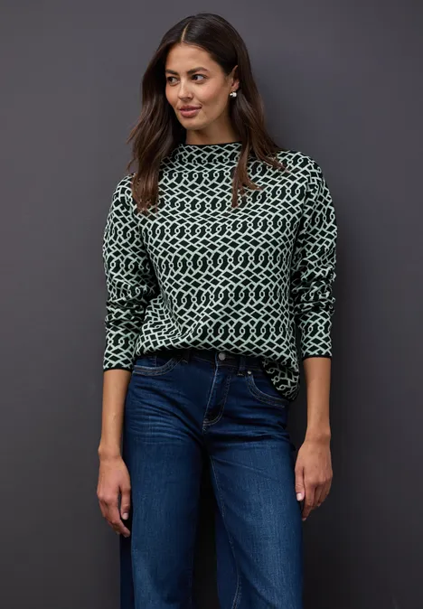 Cosy Jacquard Pullover juniper green
