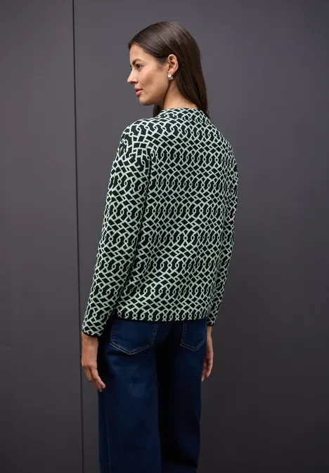 Cosy Jacquard Pullover juniper green