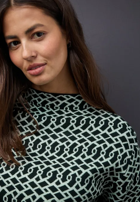 Cosy Jacquard Pullover juniper green