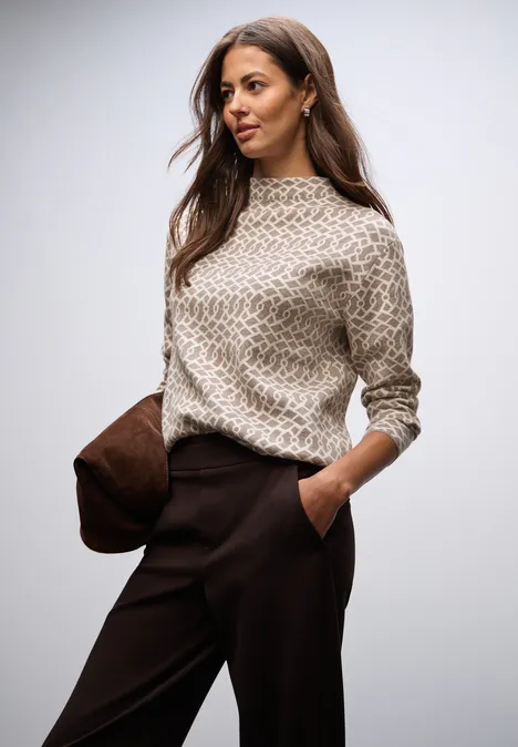 Cosy Jacquard Pullover silk brown mel. Cosy Jacquard Pullover silk brown mel.