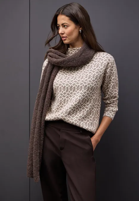 Cosy Jacquard Pullover silk brown mel. Cosy Jacquard Pullover silk brown mel.