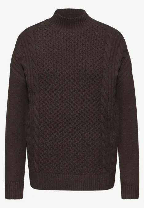Pullover mit Strickmuster deep roast brown