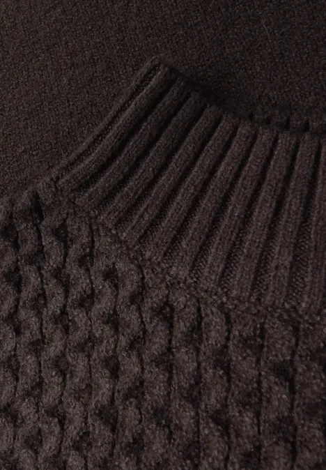 Pullover mit Strickmuster deep roast brown
