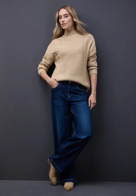 Pullover mit Strickmuster sanded beige