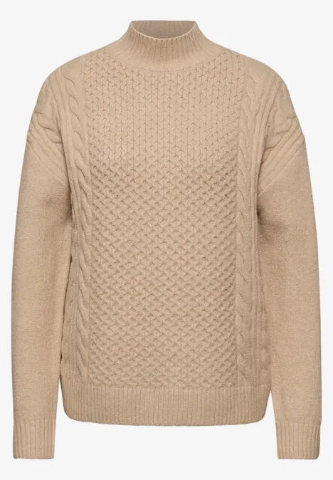 Pullover mit Strickmuster sanded beige