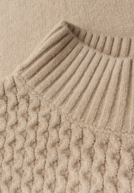Pullover mit Strickmuster sanded beige