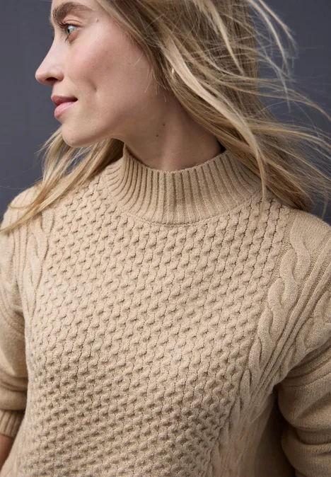 Pullover mit Strickmuster sanded beige