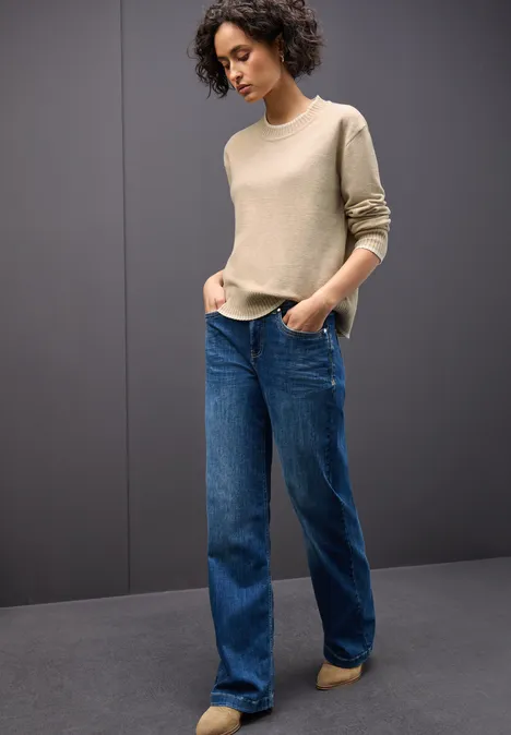 Pullover mit Kontrastdetails sanded beige mel.