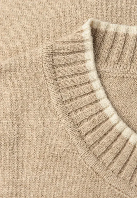Pullover mit Kontrastdetails sanded beige mel.
