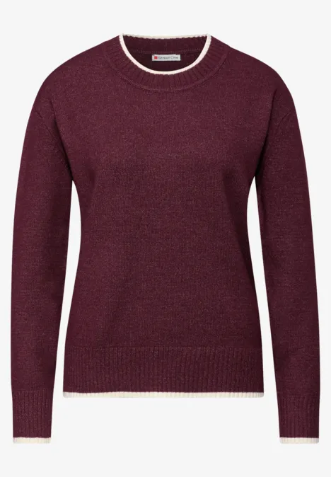 Trui met contrasterende details wildberry red mel. Trui met contrasterende details wildberry red mel.
