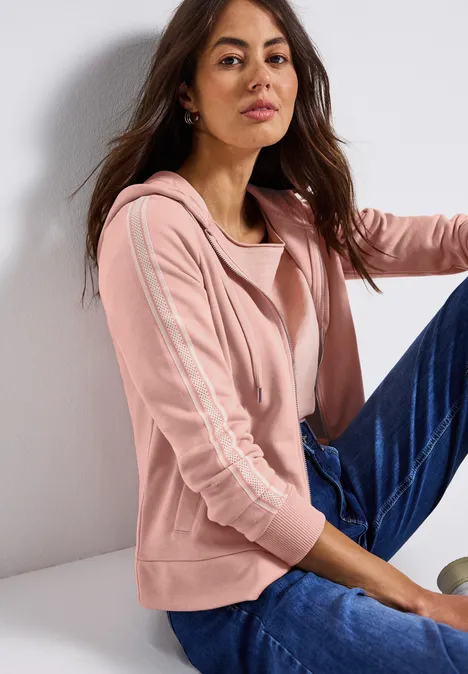 Kapuzenjacke mit Dekotape faded rose