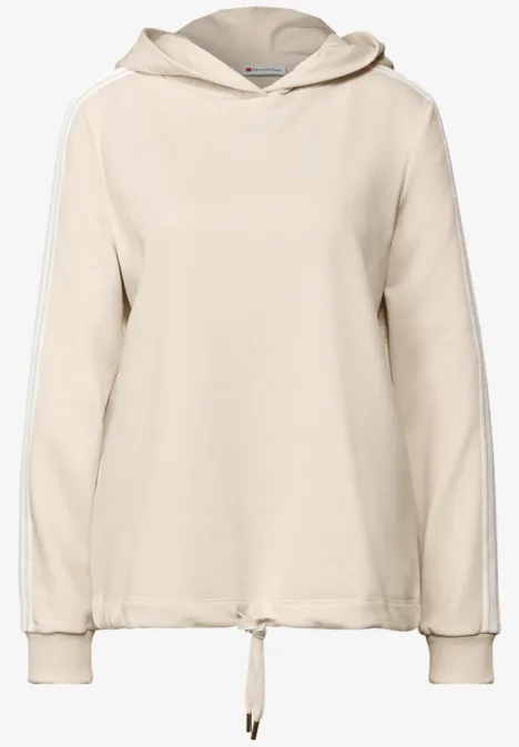 Hoodie met gallon strepen tusk cream