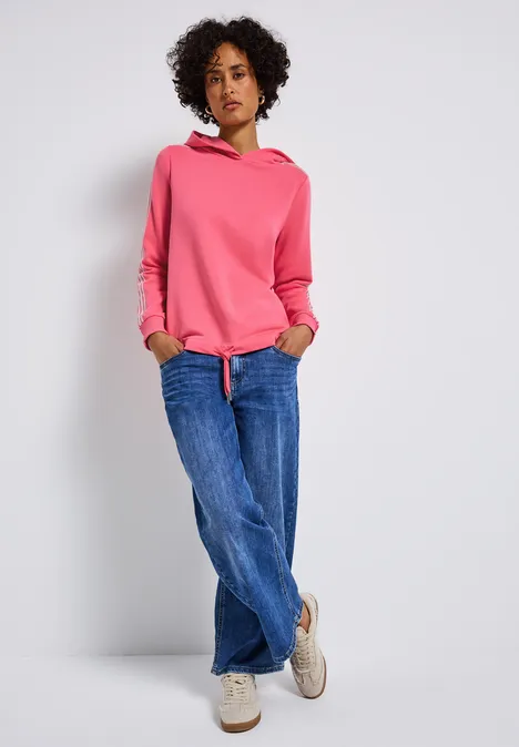 Hoodie mit Galonstreifen almond coral