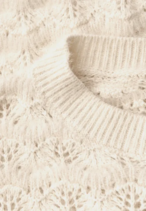 Trui met pluizige structuur soft beige Trui met pluizige structuur soft beige