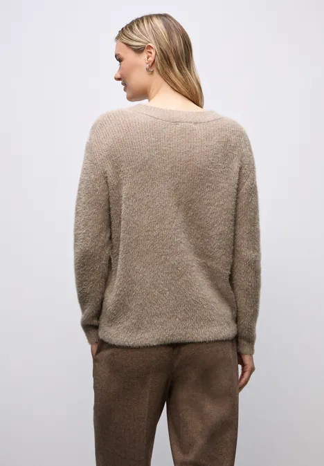 Kuscheliger V-Neck Pullover mocha glow