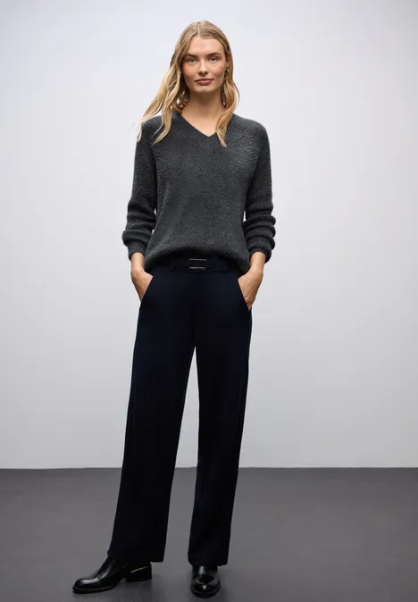 Kuscheliger V-Neck Pullover gravel grey