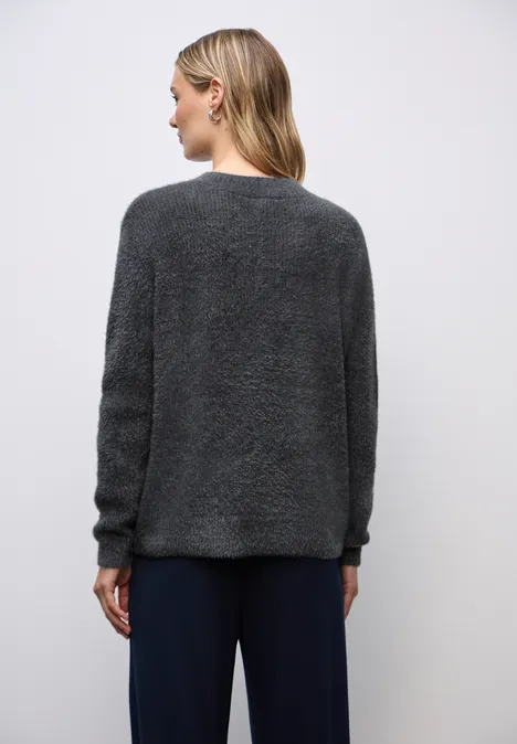 Kuscheliger V-Neck Pullover gravel grey
