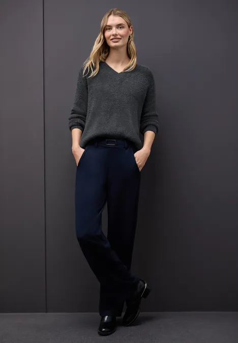 Kuscheliger V-Neck Pullover gravel grey