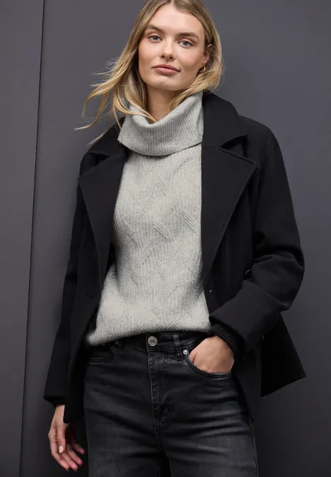 Gezellige trui met structuur pelican grey mel.