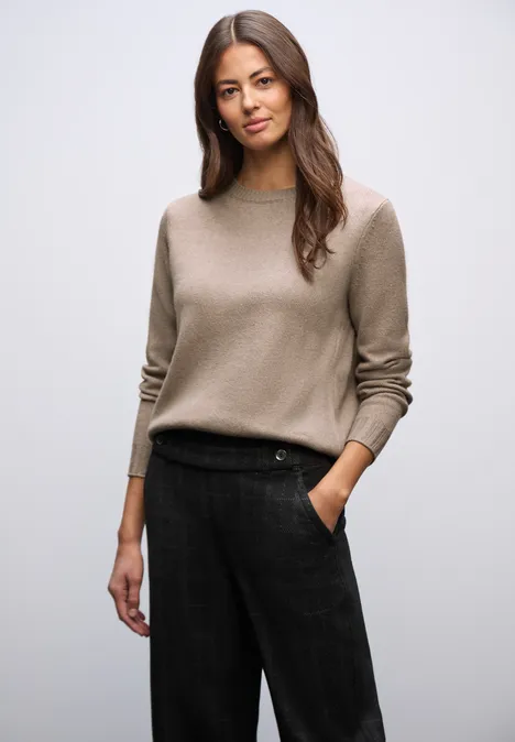 Trui met ronde hals mocha glow mel.