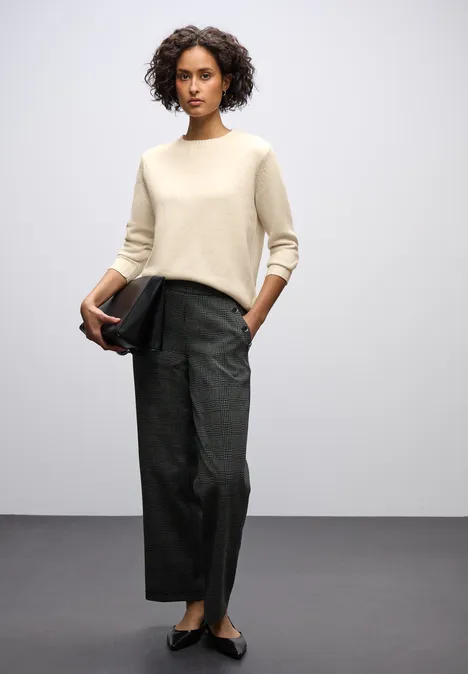 Trui met ronde hals soft beige