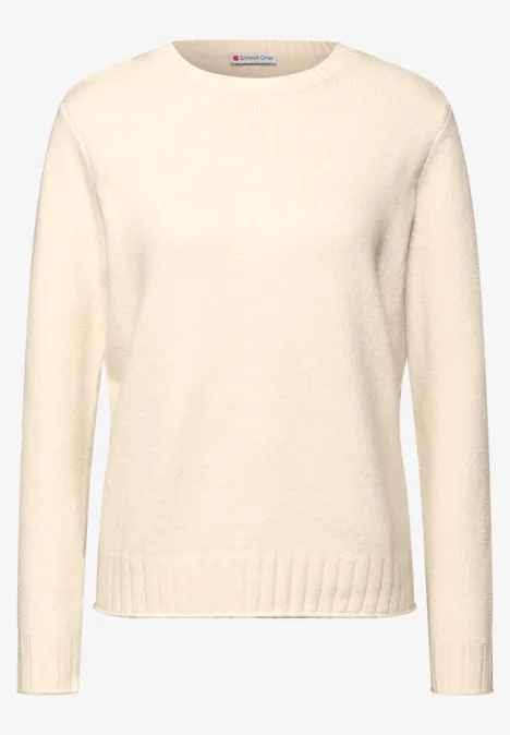 Trui met ronde hals soft beige