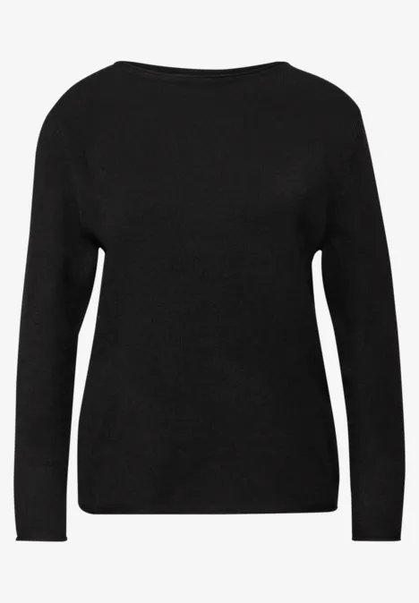 Pullover mit gerolltem Saum Black