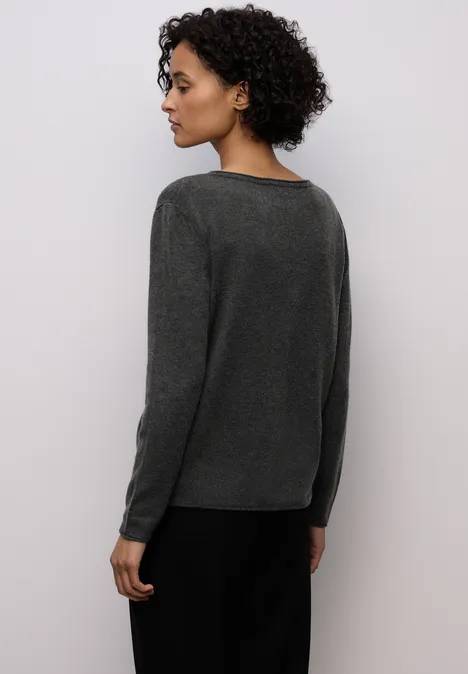 Pullover mit gerolltem Saum gravel grey mel.