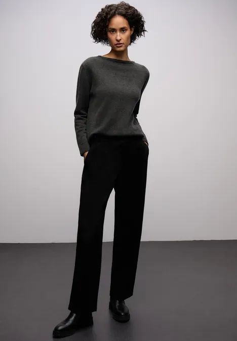 Pullover mit gerolltem Saum gravel grey mel.