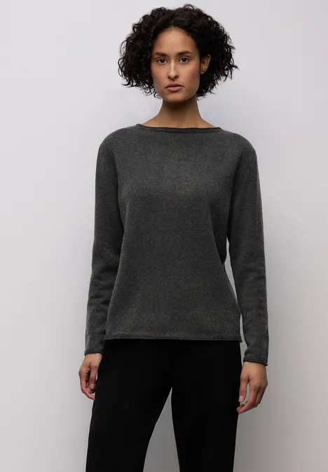Pullover mit gerolltem Saum gravel grey mel.