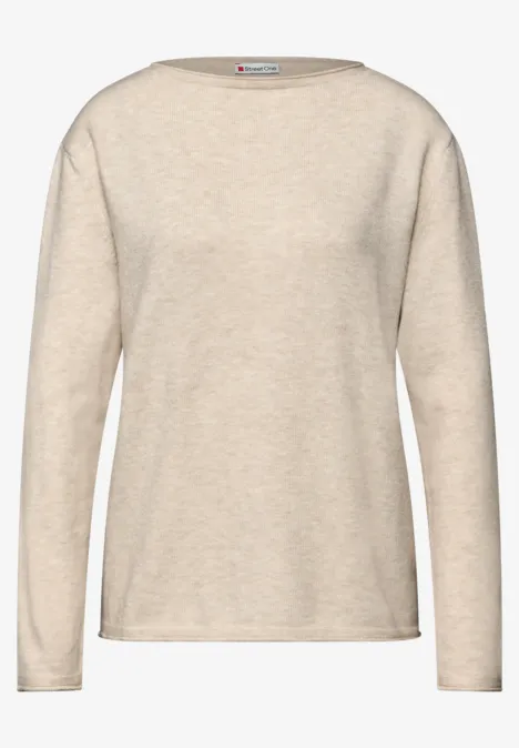 Pullover mit gerolltem Saum tusk cream mel.