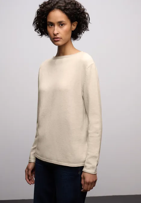 Pullover mit gerolltem Saum tusk cream mel.