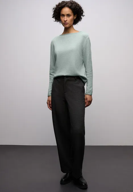 Pullover mit gerolltem Saum nile blue mel.