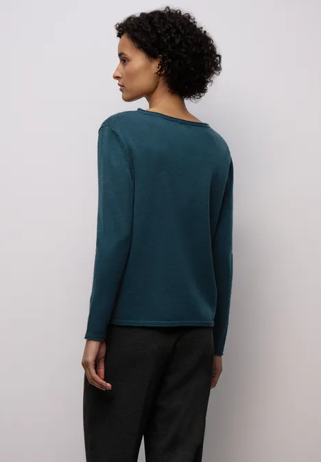 Pullover mit gerolltem Saum tide blue Pullover mit gerolltem Saum tide blue