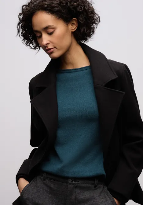 Pullover mit gerolltem Saum tide blue Pullover mit gerolltem Saum tide blue