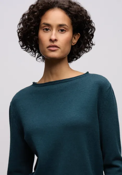 Pullover mit gerolltem Saum tide blue Pullover mit gerolltem Saum tide blue