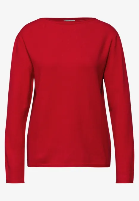 Pullover mit gerolltem Saum racing red