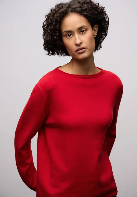 Pullover mit gerolltem Saum racing red