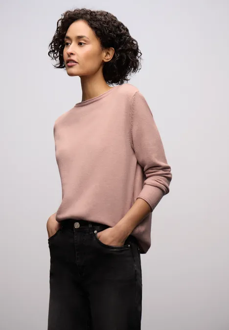 Pullover mit gerolltem Saum faded rose mel.