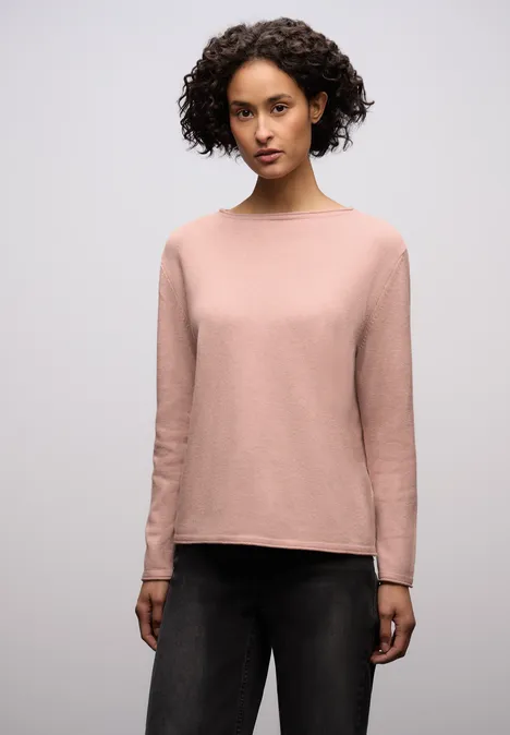 Pullover mit gerolltem Saum faded rose mel.
