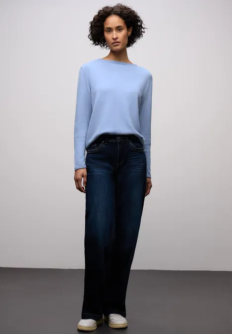 Pullover mit gerolltem Saum frosted blue mel. Pullover mit gerolltem Saum frosted blue mel.