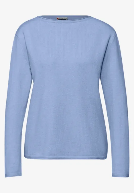 Pullover mit gerolltem Saum frosted blue mel. Pullover mit gerolltem Saum frosted blue mel.