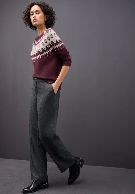 Trui met Noorse look wildberry red