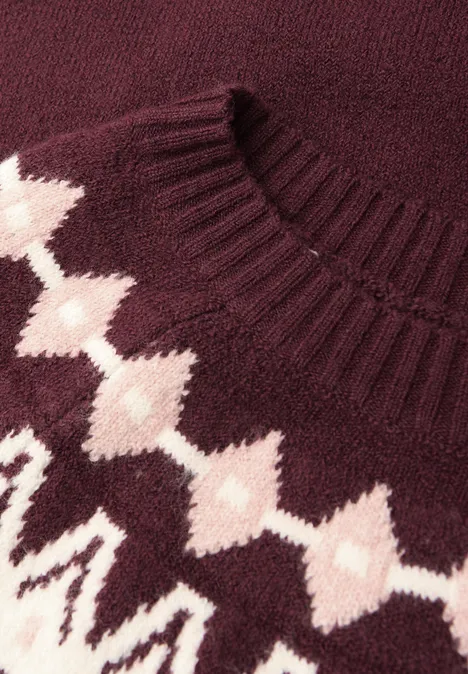 Trui met Noorse look wildberry red