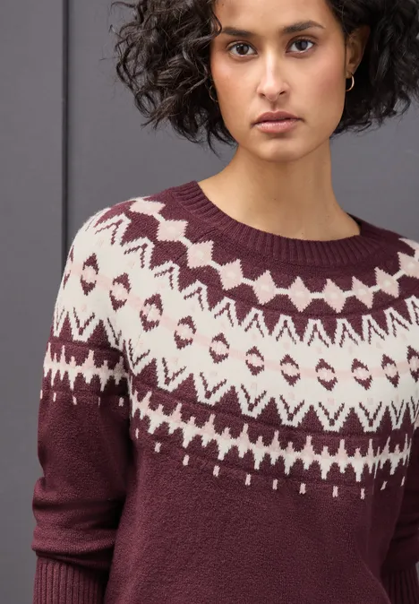 Trui met Noorse look wildberry red