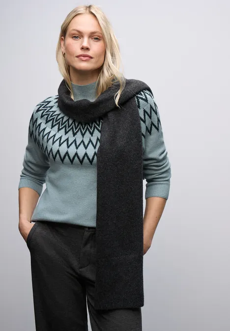 Pullover im Norweger-Look nile blue mel.