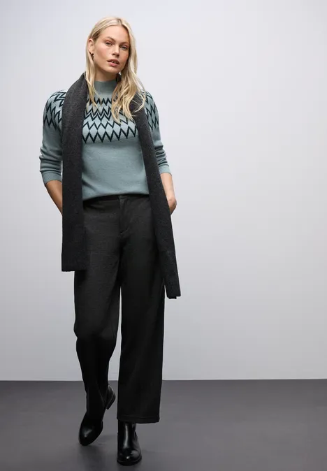 Pullover im Norweger-Look nile blue mel.