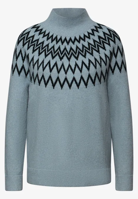 Pullover im Norweger-Look nile blue mel.