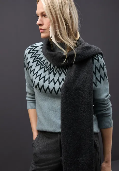 Pullover im Norweger-Look nile blue mel.