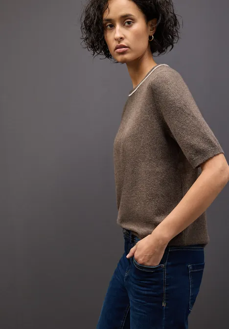 Kurzarm Pullover dark nomad brown mel.